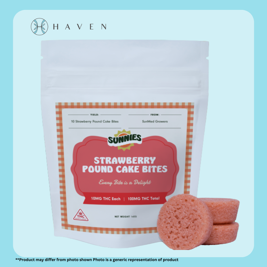 Photograph of product: 10mg Strawberry Pound Cake Bites (10pk) | Sunnies