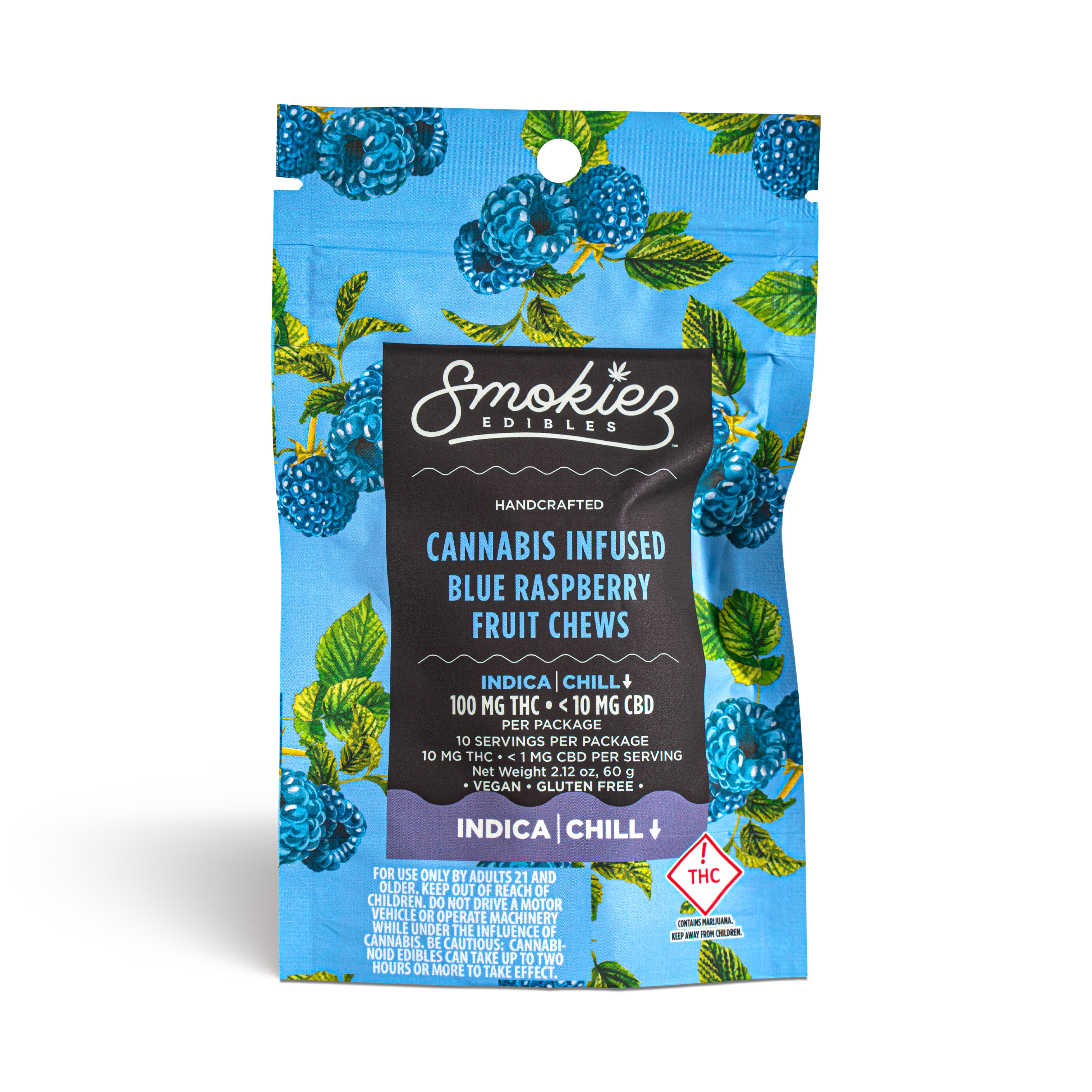 Photograph of product: Sweet Blue Raspberry Fruit Chews (Oui'd) - 100mg
