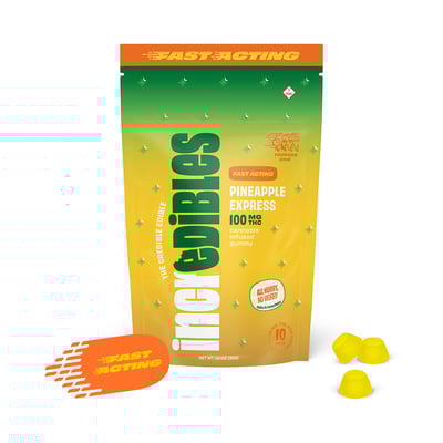 Photograph of product: Incredibles - Fast Acting Gummies - Pineapple Express - 10ct (100mg)