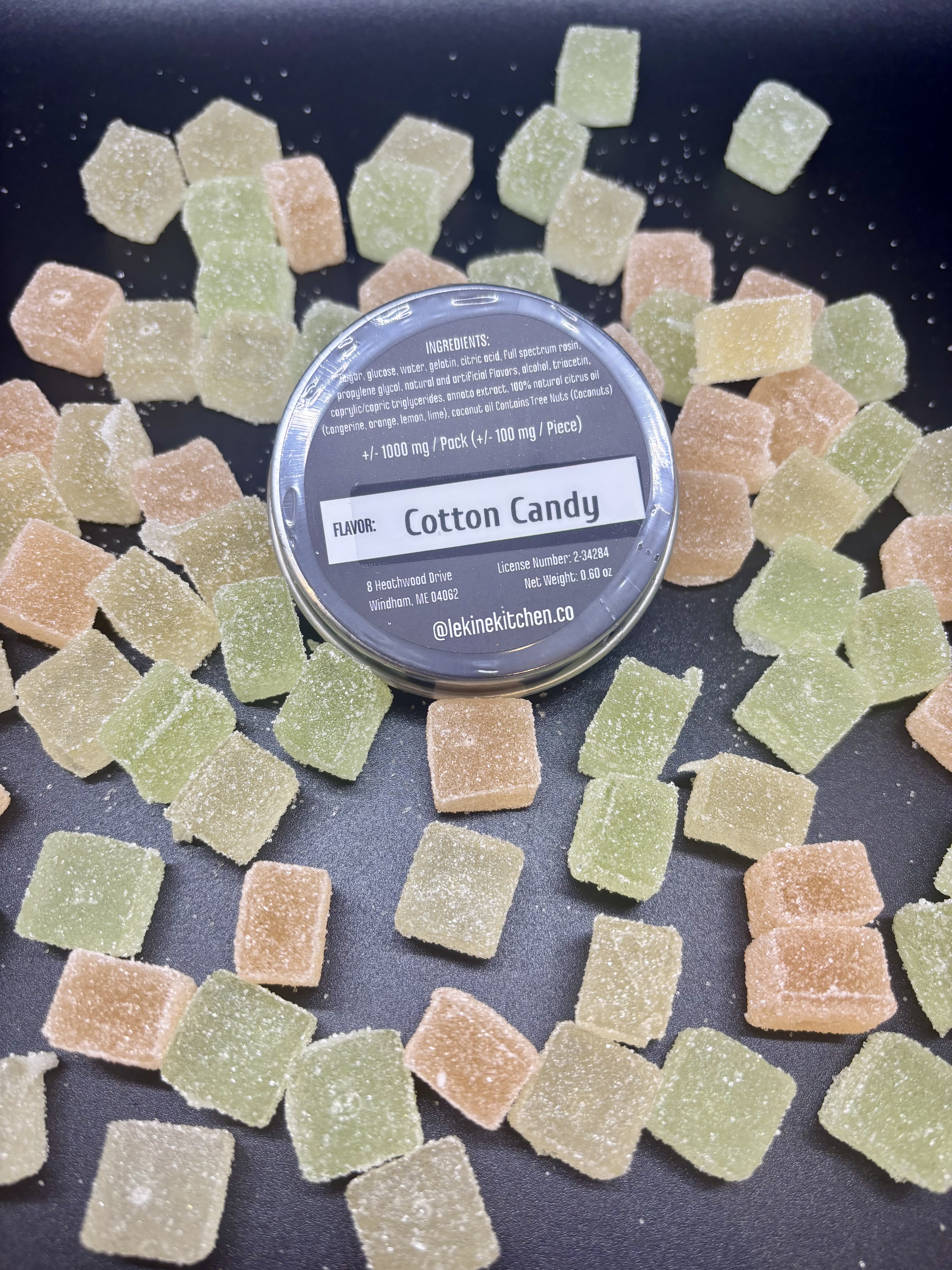 Photograph of product: Undertow x Le Kine Kitchen: Cotton Candy 100mg/ au chocolat Rosin Gummies