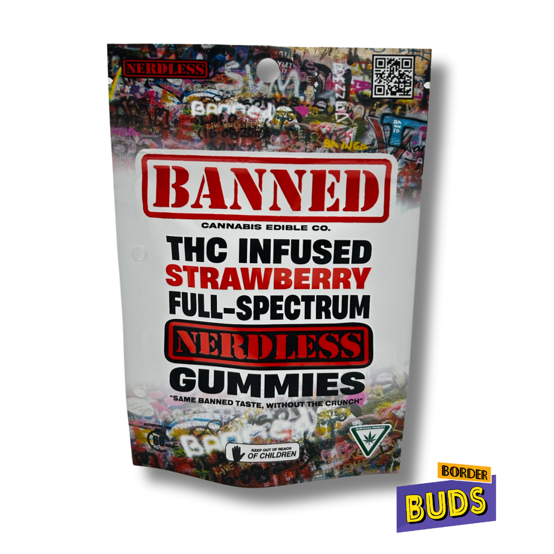 Photograph of product: Strawberry | Banned | 200mg | Nerdless Gummies