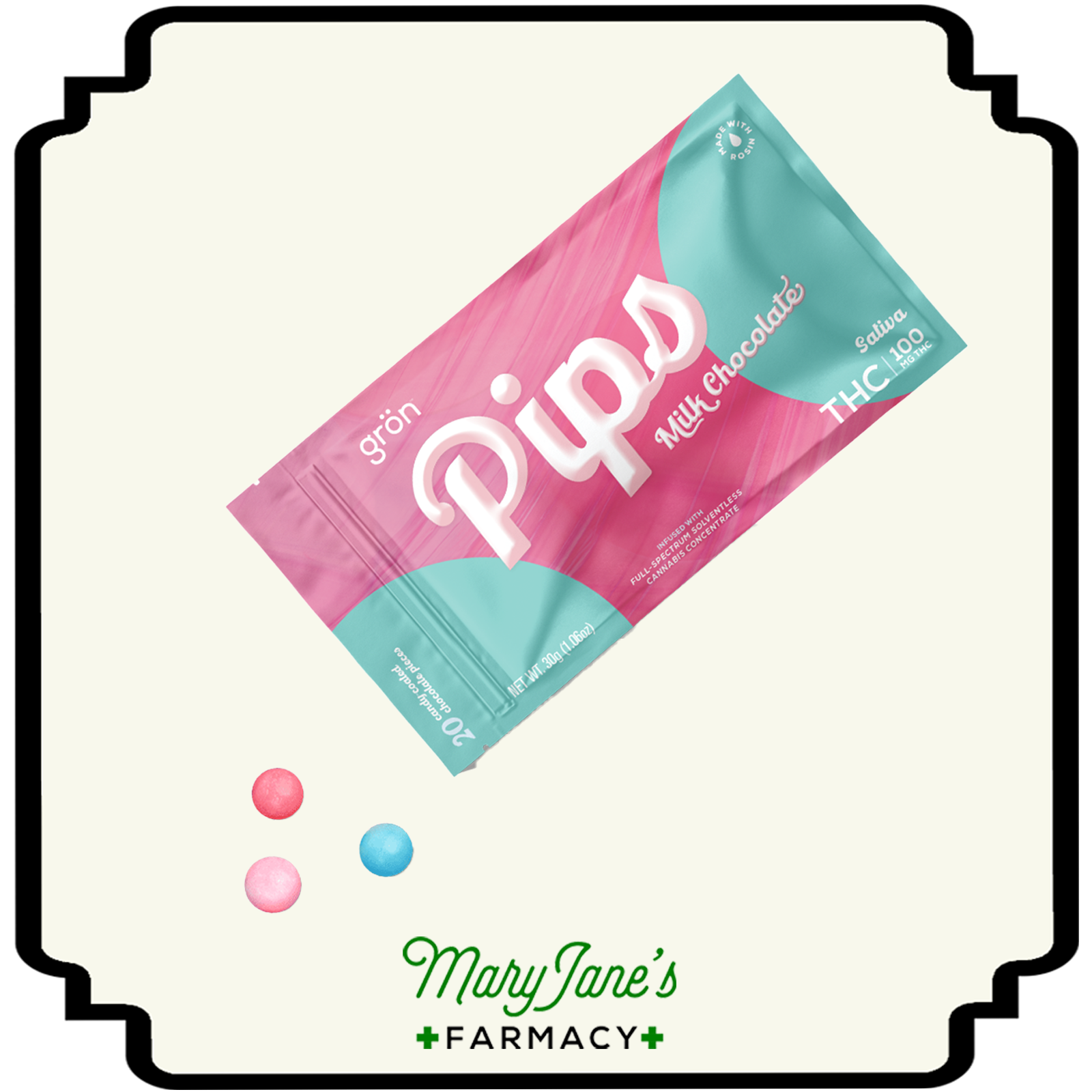 Photograph of product: Pips Milk Chocolate Pieces 20-Pack | 100mg