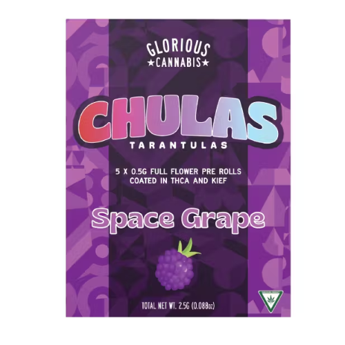 Photograph of product: Glorious Chula 5pk Infused Prerolls Space Grape