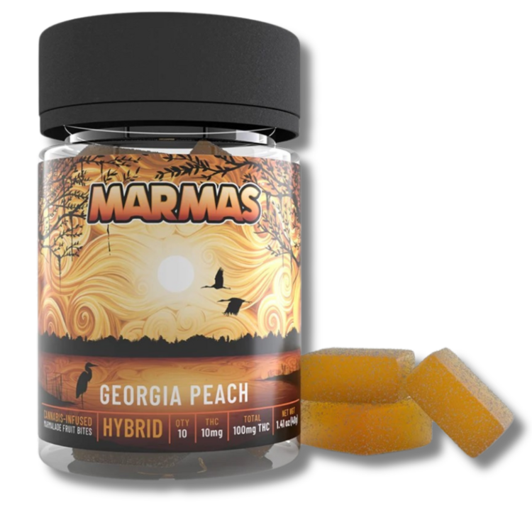 Photograph of product: Georgia Peach 10pk Hybrid Gummies Edible (Marmas)