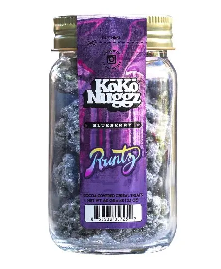 Photograph of product: Koko Nuggz | Crispy Treats | Blueberry | 100mg
