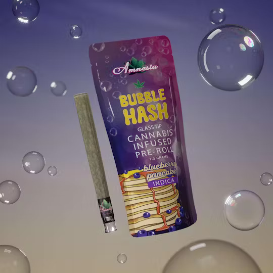 Photograph of product: Amnesia - 1.3G Glass Tip Bubble au chocolat Preroll - Blueberry Pancakes