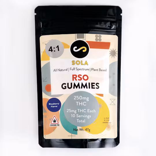 Photograph of product: Sola RSO 4:1 Gummies Grape 250 MG