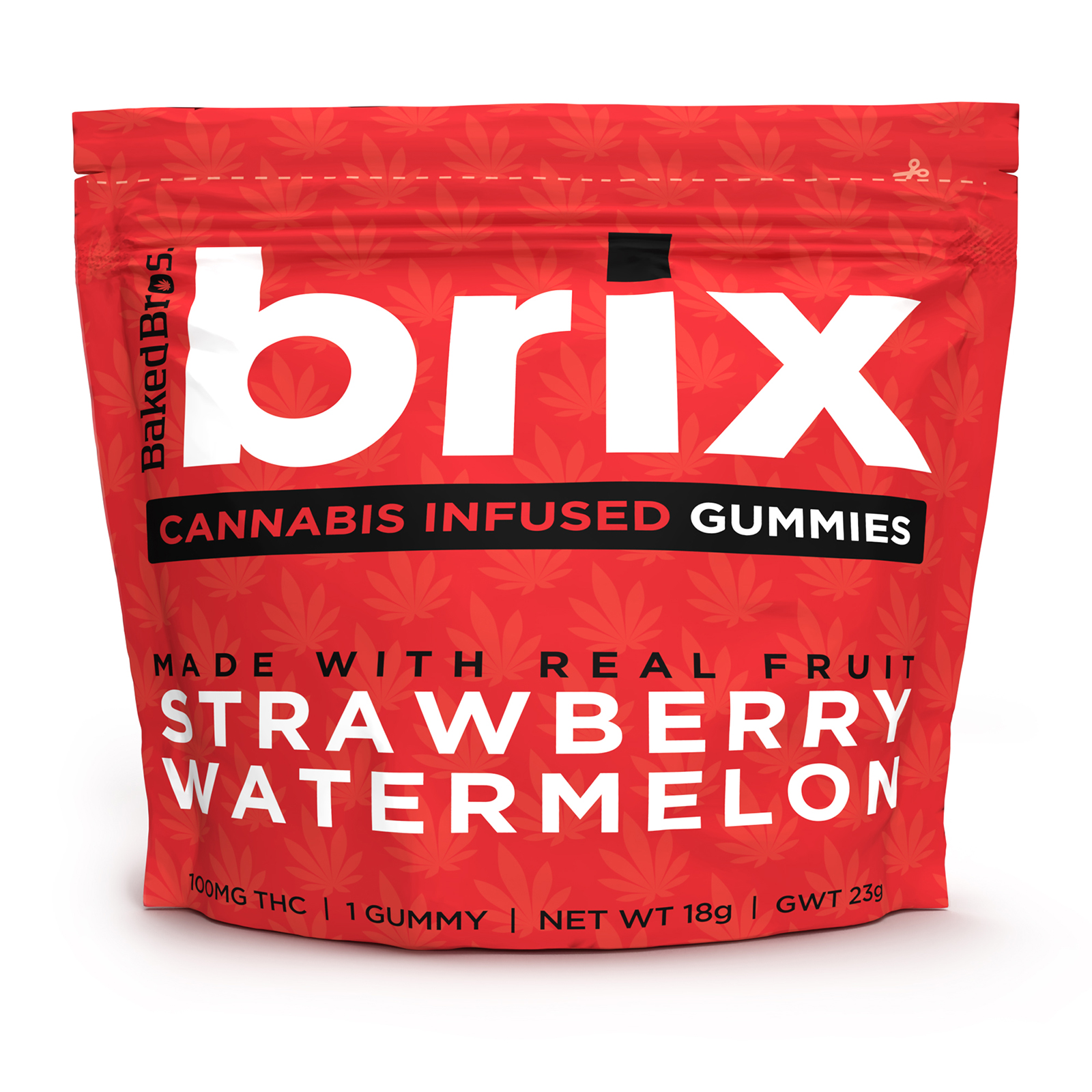 Photograph of product: Baked Bros Brix 100mg Gummy Strawberry Watermelon Hybrid