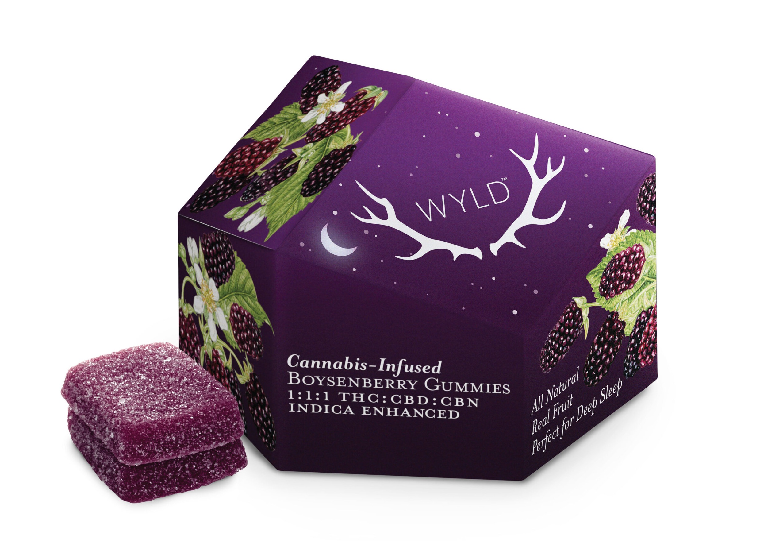 Photograph of product: Wyld - Boysenberry (1:1:1) TH-oui:CBD:CBN Gummies