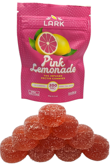 Photograph of product: 20mg Gummies: Lark Pectin - Pink Lemonade (10 pack) - HSE
