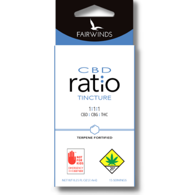 Photograph of product: Ratio 1:1:1 CBD:CBG Tincture 201mg Infused Tincture Liquid Edible .25oz (Fairwinds Manufacturing)