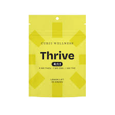 Photograph of product: Curio Thrive Lemon Lift 4:1:1 4mg TH-ouiV/1mg CBD/1mg TH-oui Chews 20mg
