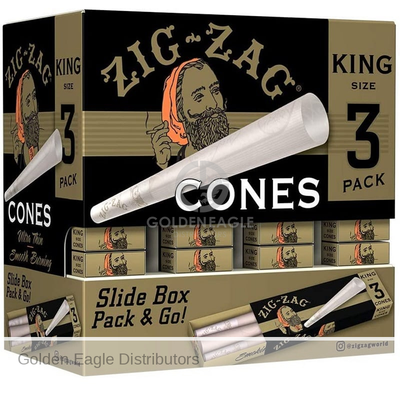 Photograph of product: Zig Zag Rolling Papers - King Size Ultra Thin Cones 3 Pack