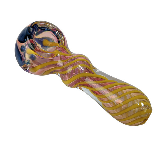 Photograph of product: 3.7" Blue/Gold Fumed Hand Pipe