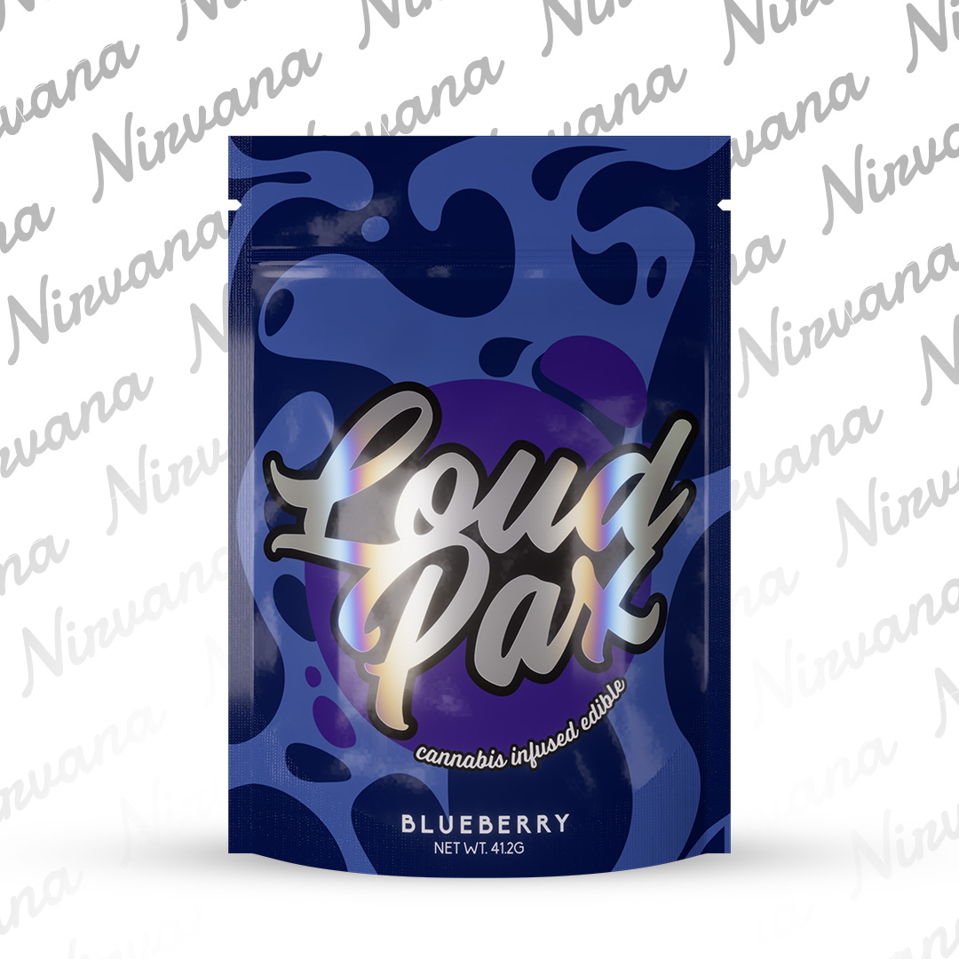 Photograph of product: Loudpax - Blueberry - 200mg au chocolat Rosin Gummies (4x50mg)