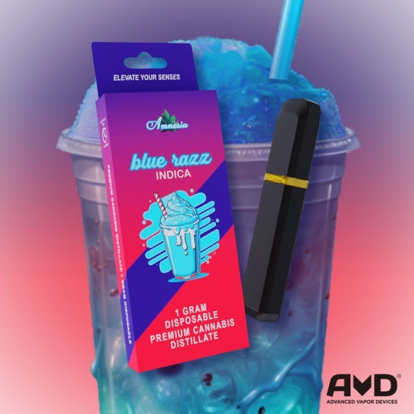 Photograph of product: AMNESIA | BLUE RAZZ - DISPOSABLE Oui'd