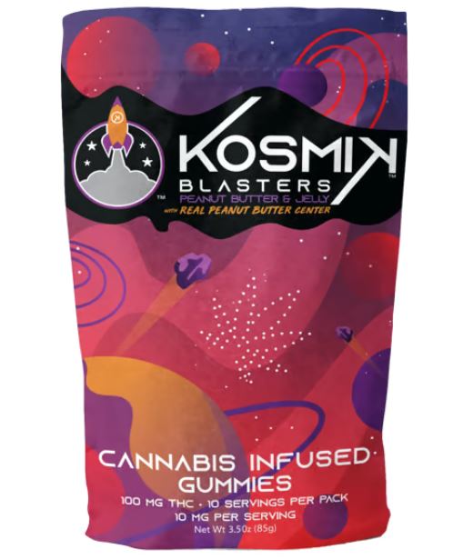 Photograph of product: Kosmik - Peanut Butter & Jelly w/ Real Peanut Butter Center Gummies (10mg per piece/100mg)