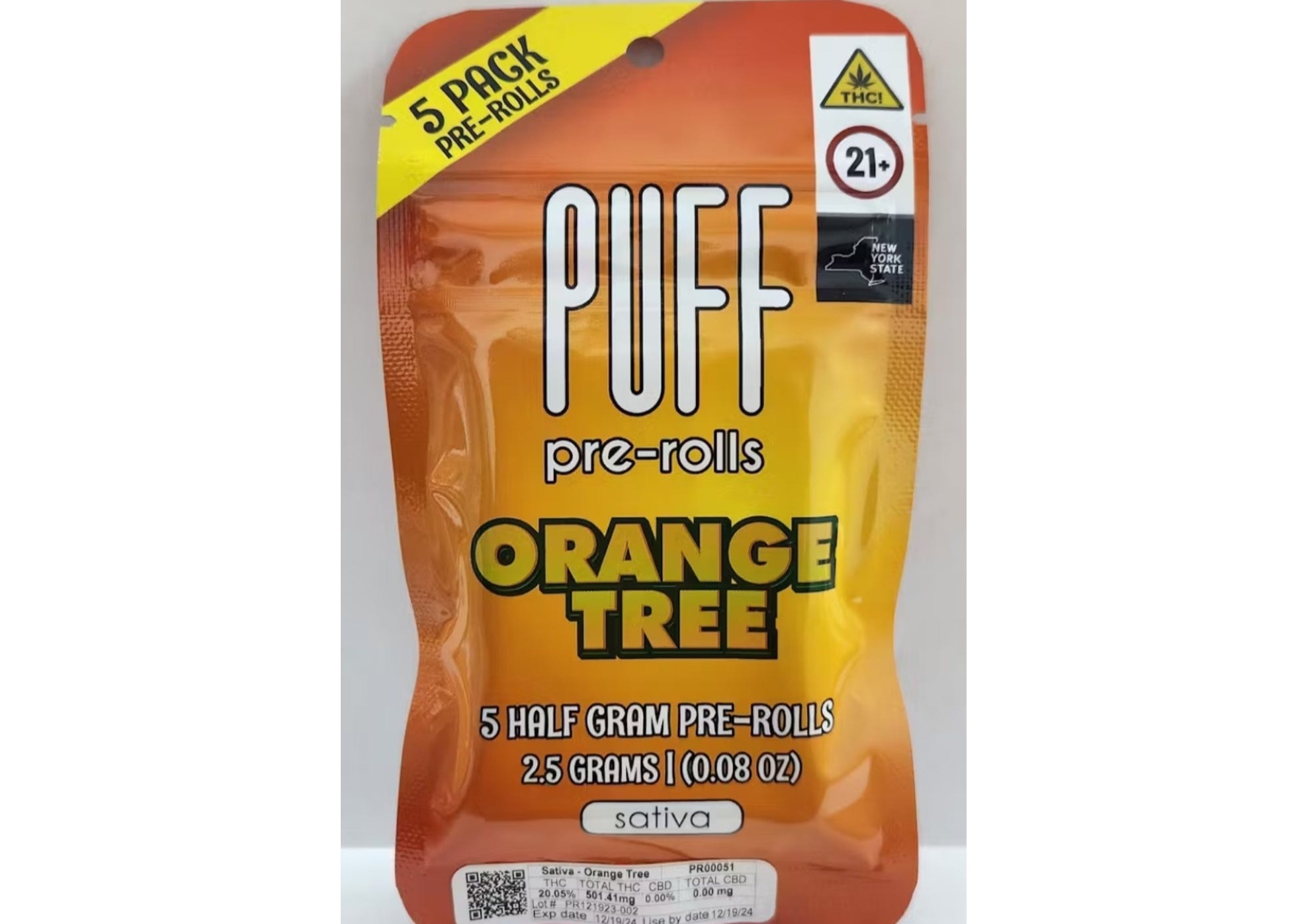Photograph of product: PUFF | Orange Tree | 0.5g Pre-Rolls | 5pk