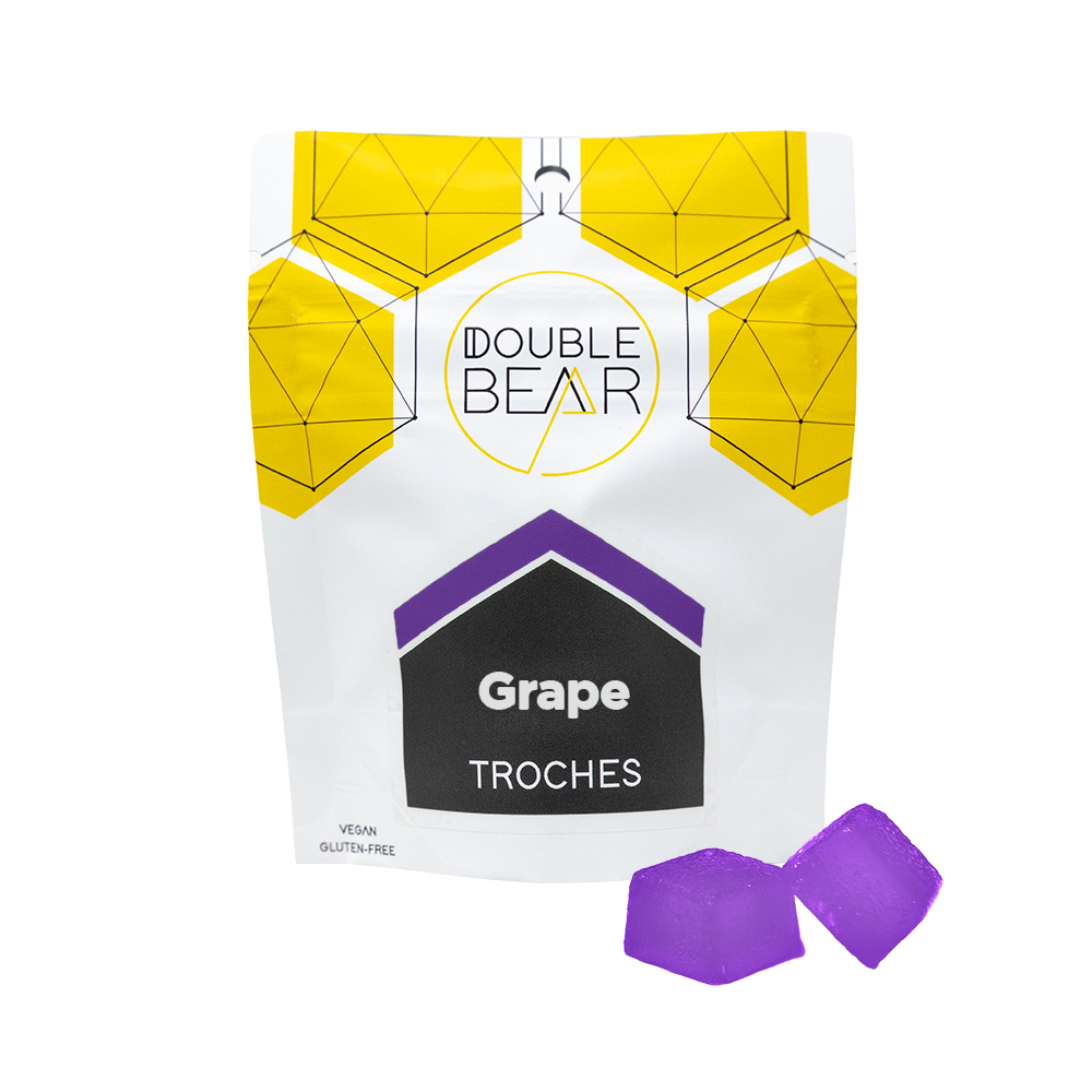 Photograph of product: 1:1 Grape | Troches (5mgTH-oui : 5mgCBD) | 20ct