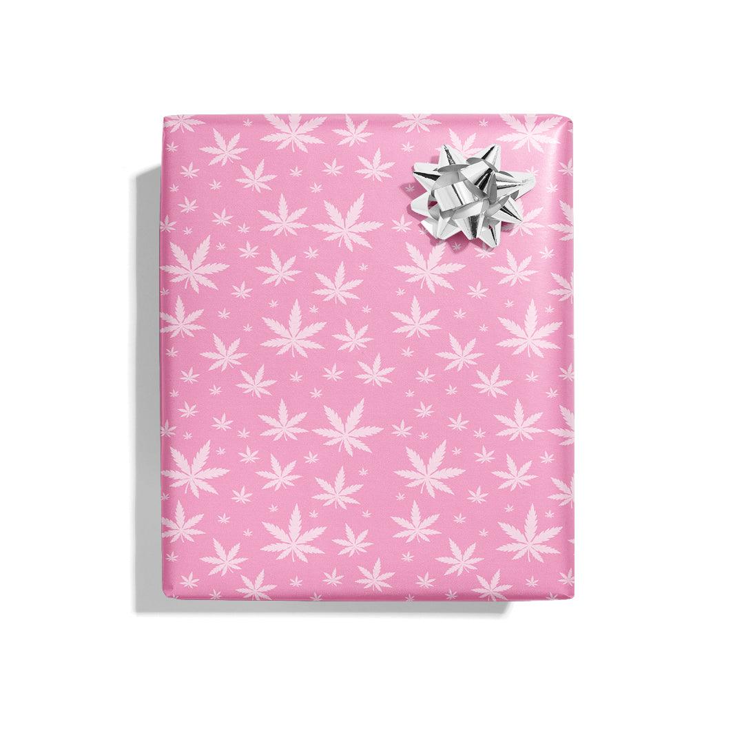 Photograph of product: KushKards - 420 Pink Pot Leaf Wrapping Paper Sheets (TAX INCLUDED)