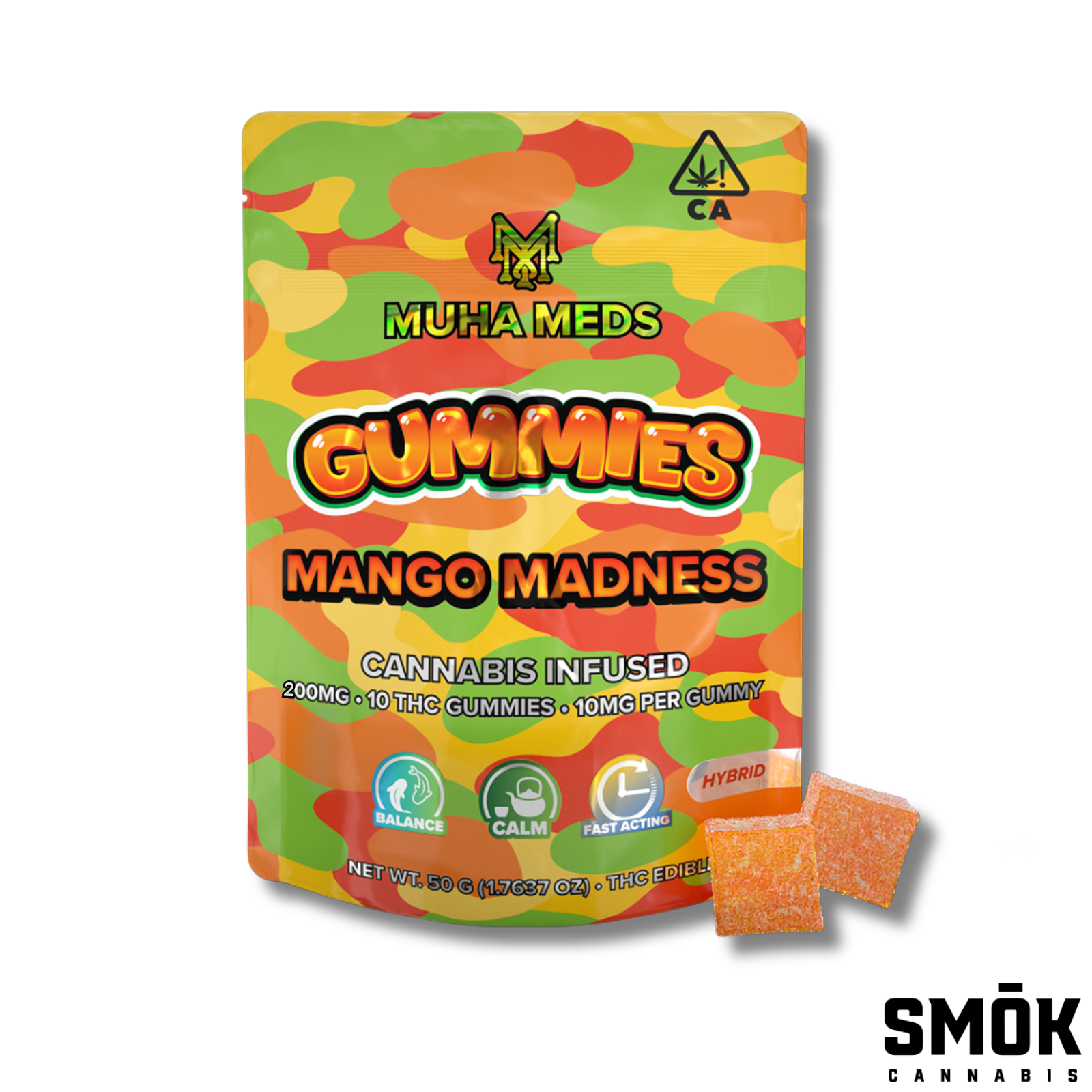 Photograph of product: Muha Meds Mambas Distillate Infused Gummies Mango Madness 200mg