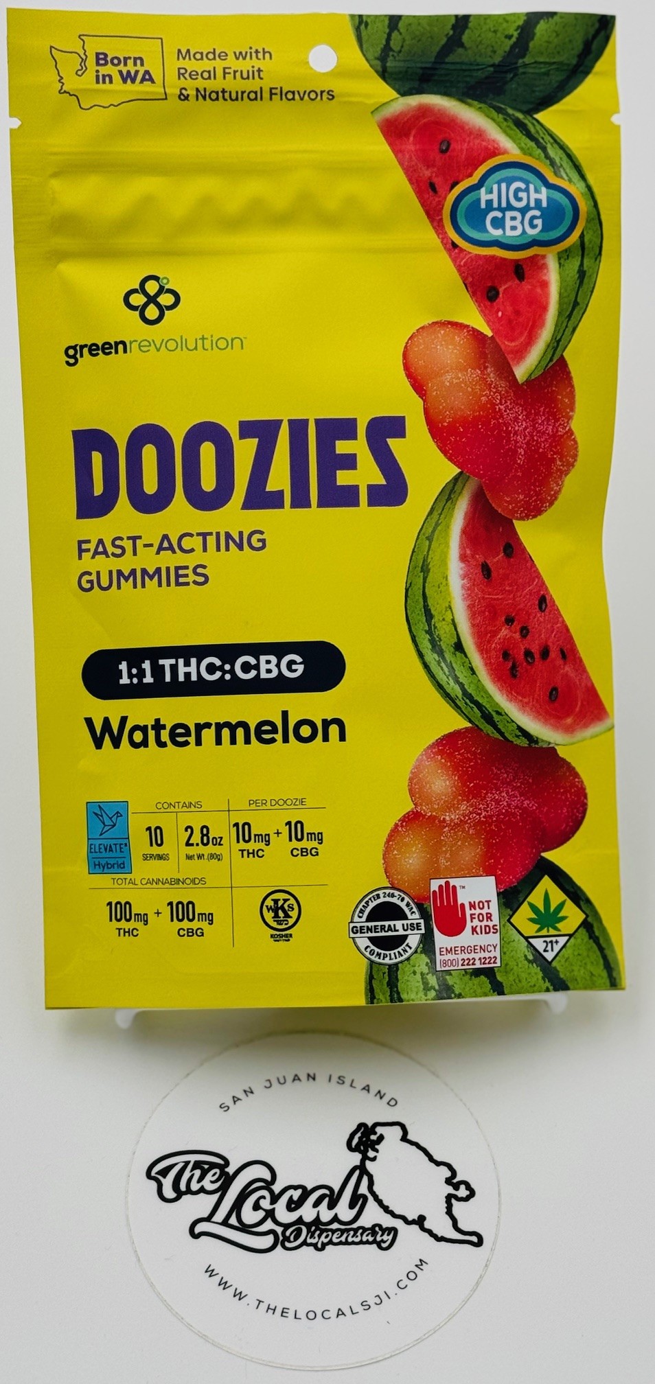 Photograph of product: Watermelon Elevate 1:1 TH-oui|CBG Doozies 10pk