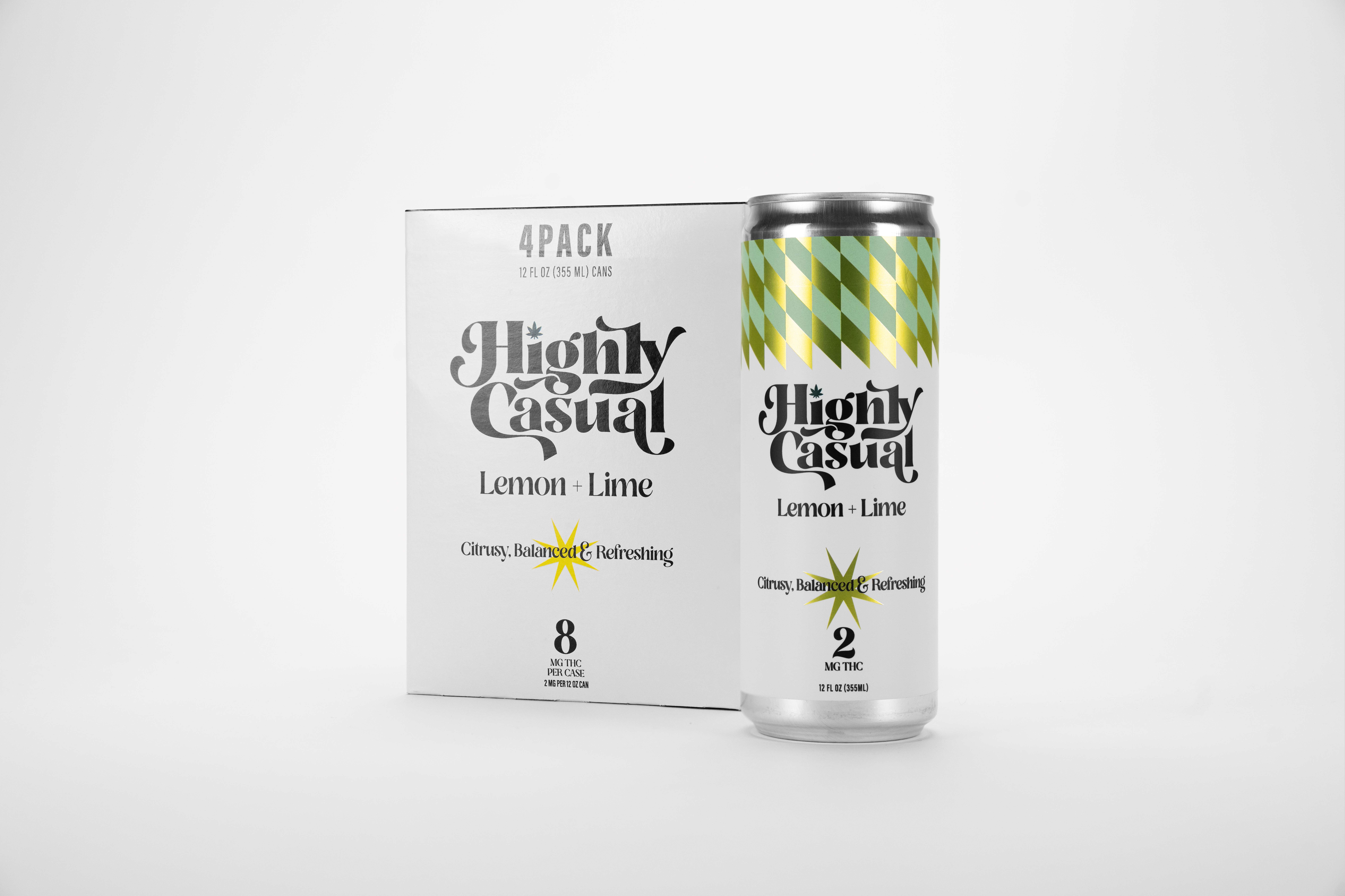 Photograph of product: Highly Casual Lemon Lime Seltzer (4pk) X 2mg