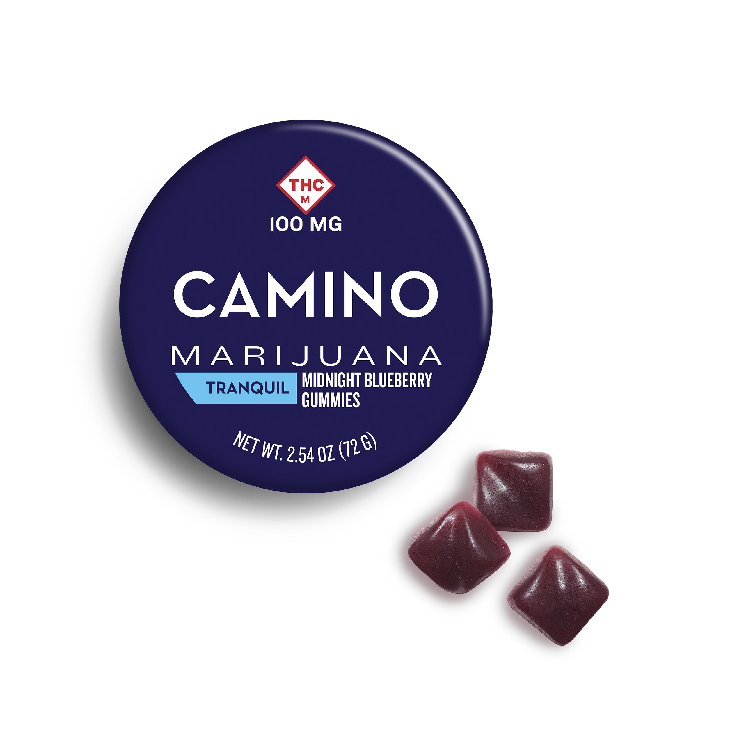 Photograph of product: CAMINO - GUMMIES - 100MG THC / 20MG CBN - 20PK - MIDNIGHT BLUEBERRY 5:1 TRANQUIL