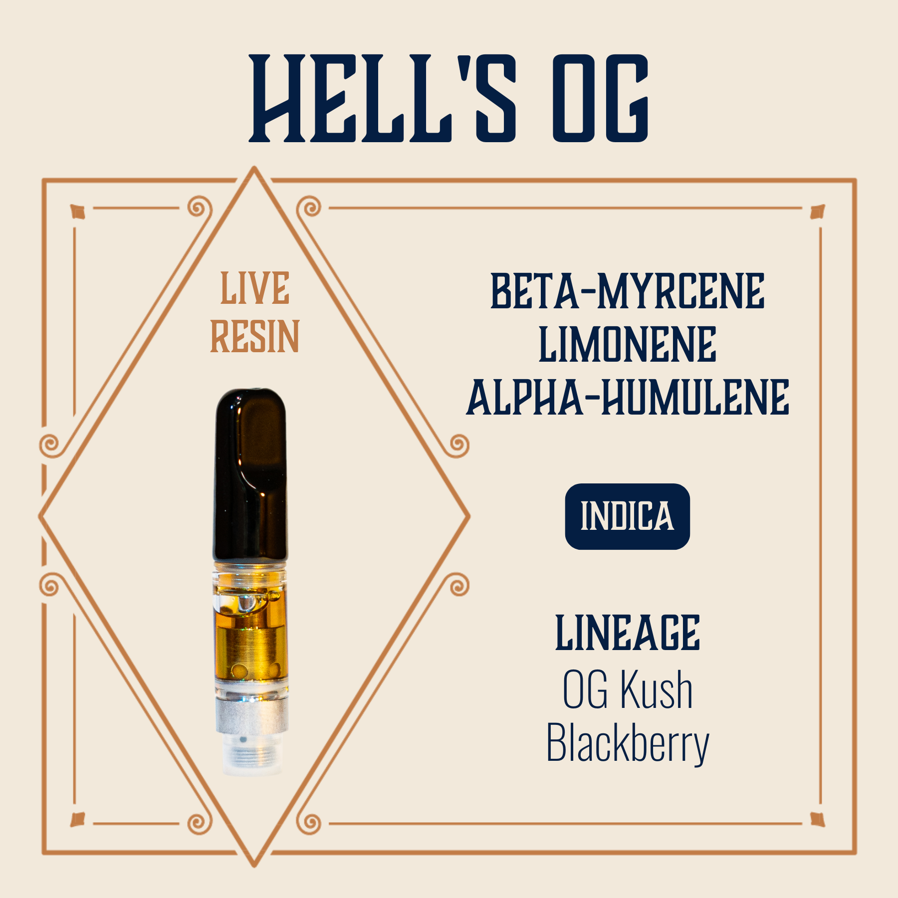 Photograph of product: Hell's OG Live Resin Cartridge | 1g