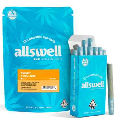 Photograph of product: Allswell Sweet Yuzu Jam Pre-Rolls x10PK 7G