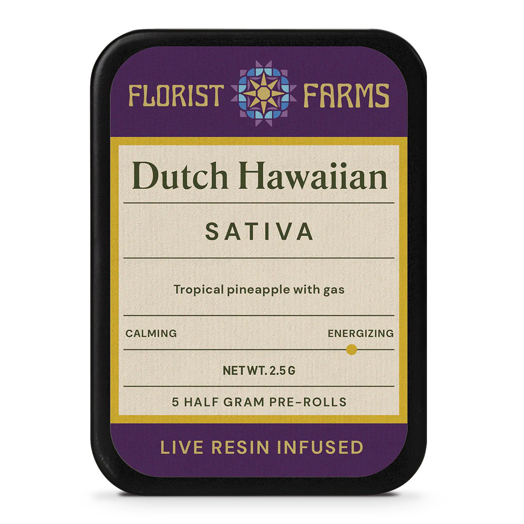 Photograph of product: Florist Farms | Oui'd | Dutch Hawaiian 5 Pack | Live Resin Infused | Joints
