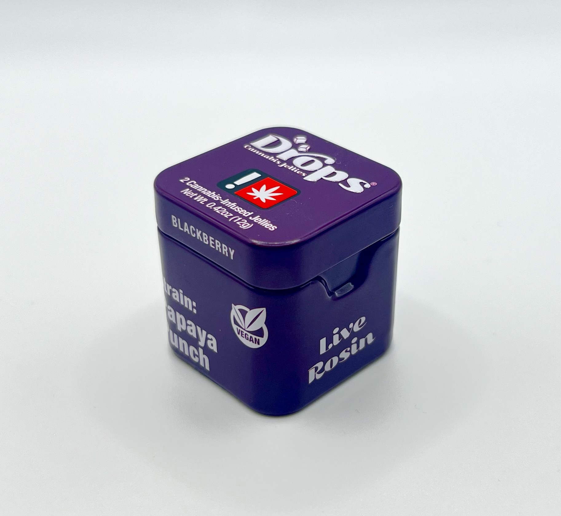 Photograph of product: Drops | Blackberry 2:1 | TH-oui:CBD | 100mg 2-Piece Gummy