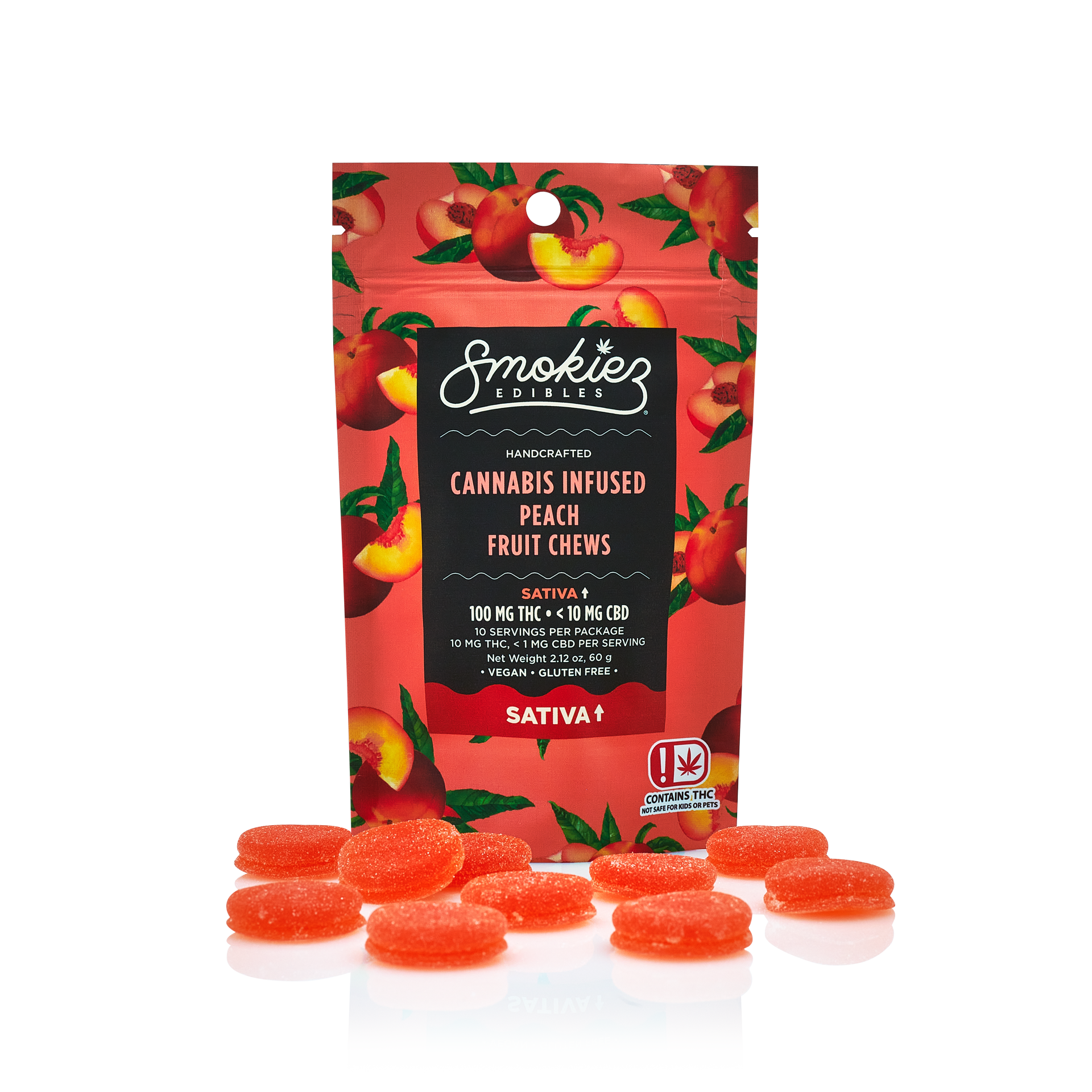 Photograph of Product: Peach SATIVA Multi Fruit Chews - 100 mg THC