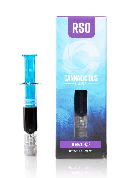 Photograph of product: Cannalicious | Rest Blend | 1g RSO Syringe | REC