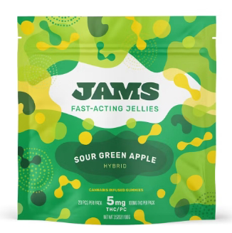 Photograph of product: Sour Green Apple | 100mg | Gummies | Jams Fast-Acting Jellies
