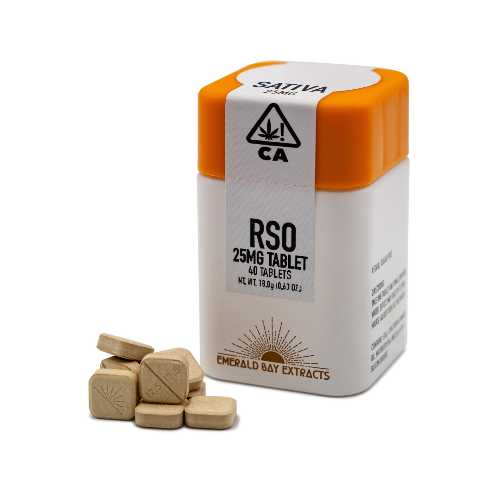 Photograph of product: Emerald Bay, 25mg RSO Tablets 40ct (S), Strawberry Cough
