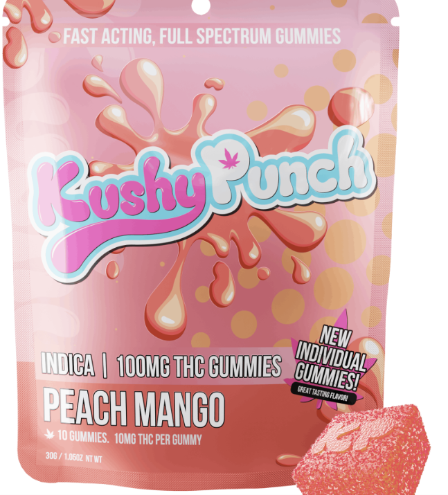 Photograph of product: Individual Oui'd Peach Mango Gummy 100mg   100 Mg