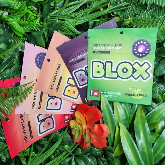 Photograph of product: Green Apple Balancing Blox - 100mg Single SOLVENTLESS Gummy - Happy Cabbage