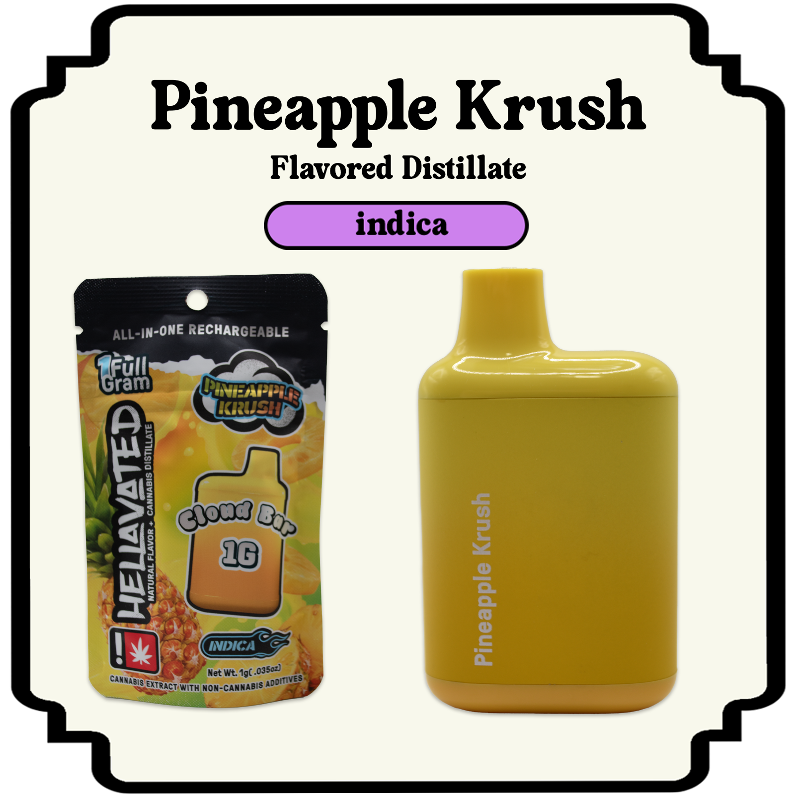 Photograph of product: Pineapple Krush Flavored Disposable Cloud Pod | 1g