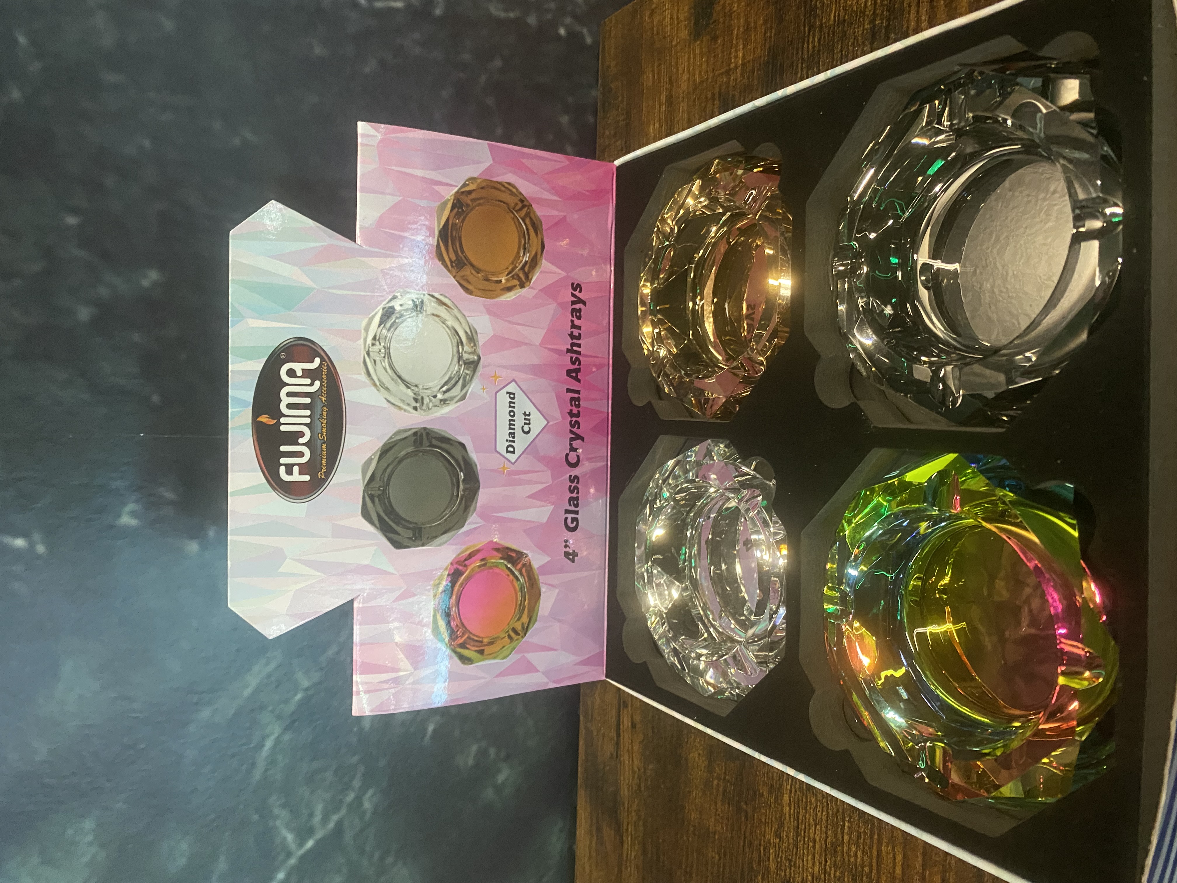 Photograph of product: Fujima Crystal Faceted Glass Ashtray | 4"