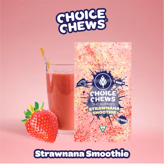 Photograph of product: Choice | Strawnana Smoothie | 200mg Gummies 2pk (Mega Chew)