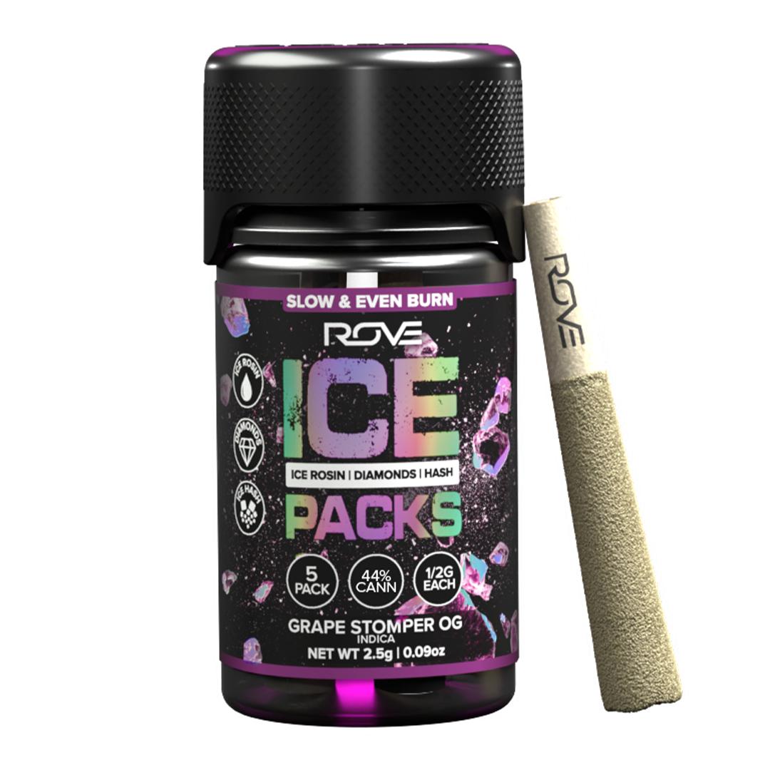 Photograph of product: Grape Stomper OG | Ice Rosin Infused Pre-roll pack (5ct)