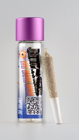 Photograph of product: Jetpacks Big Bang Infused Pre-Roll - Empire OG {Purple Top}