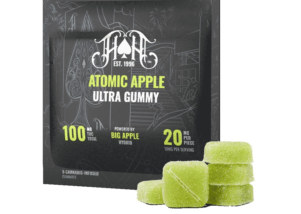 Photograph of product: Heavy Hitters | "Atomic Apple" ULTRA Hybrid Gummies | 100mgTH-oui | 5pk