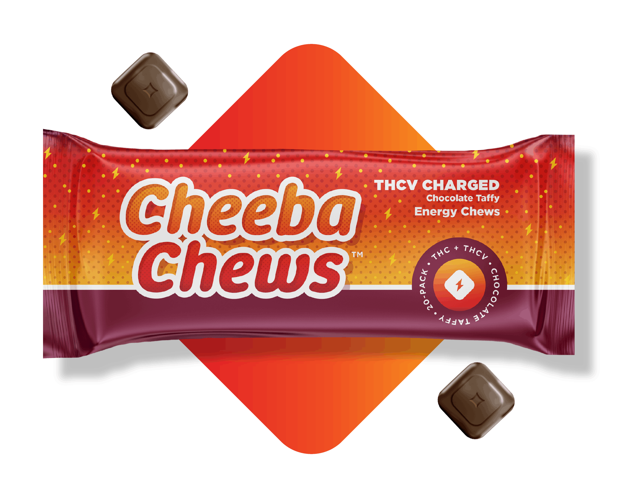 Photograph of product: Cheeba Chews - Mocha Chocolate TH-ouiV Charged Energy Taffy | 500mg TH-oui : 250mg TH-ouiV