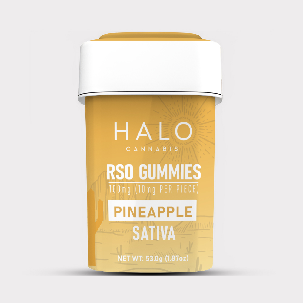 Photograph of product: Halo Oui'd RSO Gummies Pineapple 100mg - Oui'd