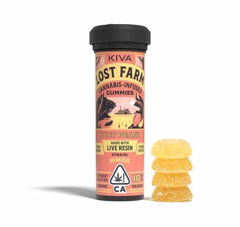 Photograph of product: Lost Farm - Juicy Peach x Mimosa (s) - Live Resin Gummies - 100mg