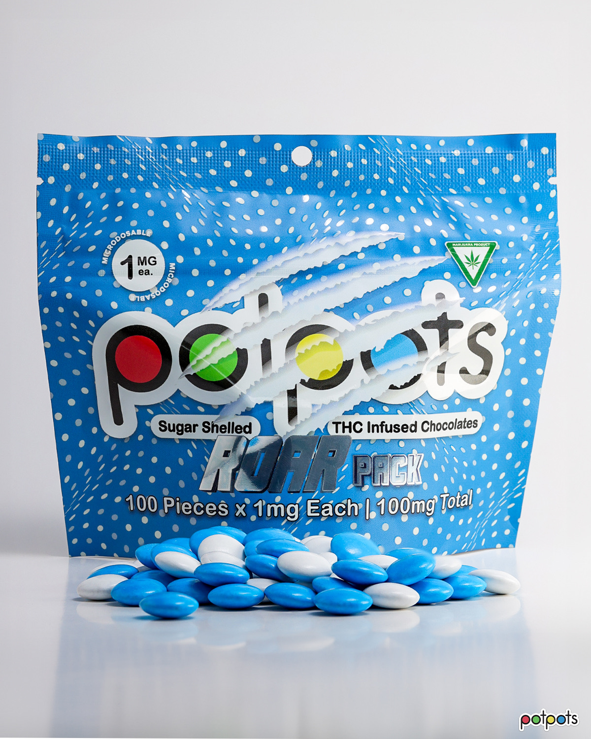 Photograph of product: Potpots - Milk Chocolate - ROAR Pack - 100mg