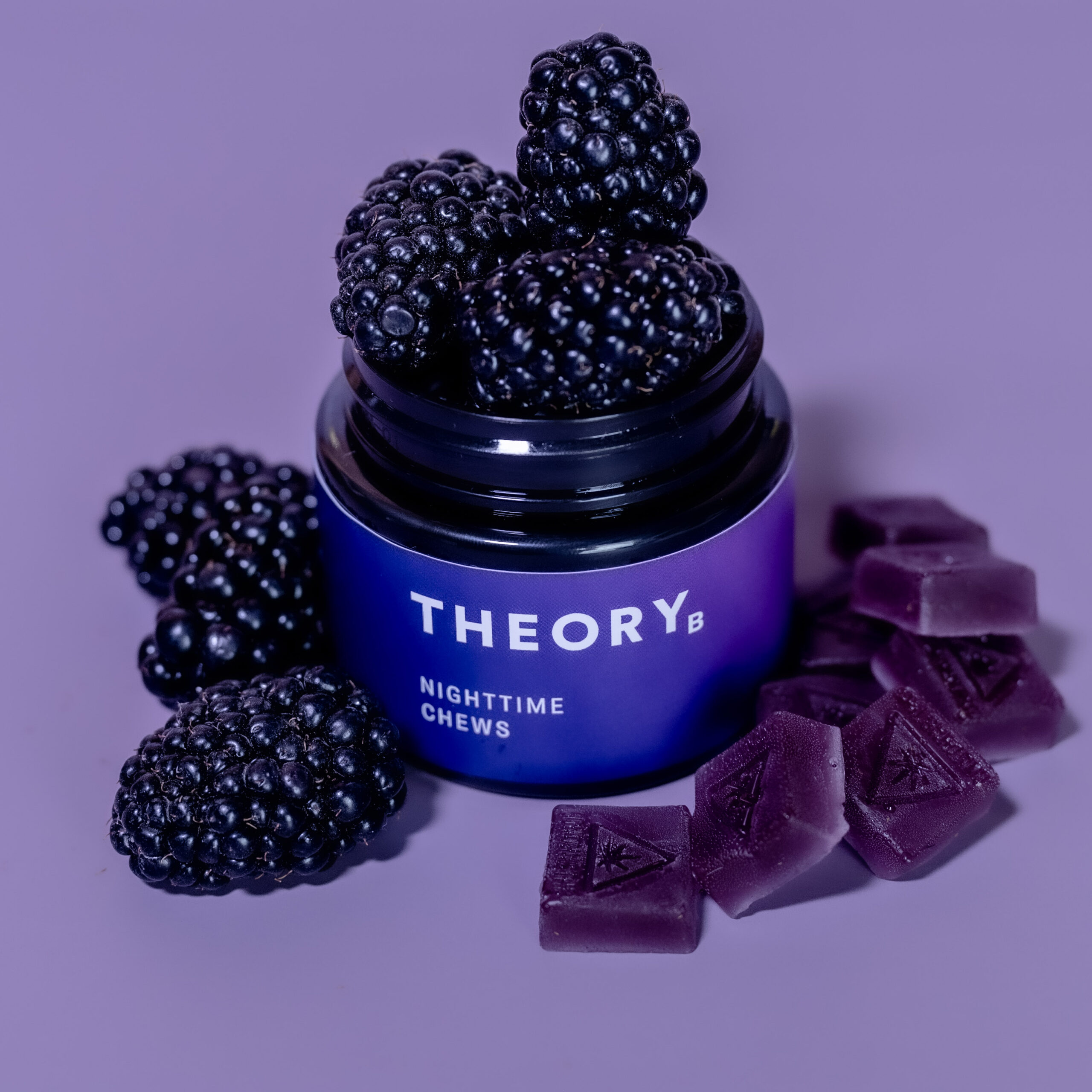 Photograph of product: Theory B - Nighttime Blackberry 5:5:1 CBN Chews - 100mg