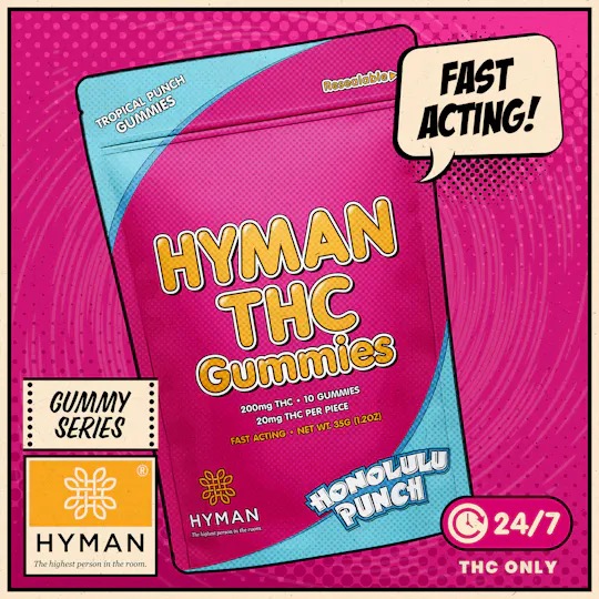 Photograph of product: Hyman - Gummies - Honolulu Punch - 200mg - 10pk